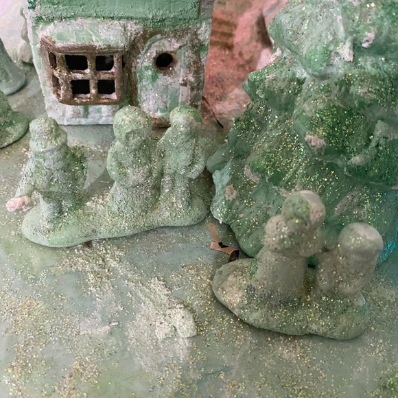 VTG Scioto Ceramic Mold Light-Up Christmas Gold Sparkling Large Village Scene - Picture 10 of 16